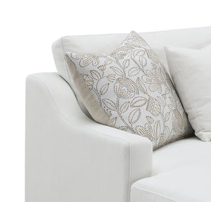 Ivory Chenille Sectional Sofa with 4 Pillows - U-Shaped