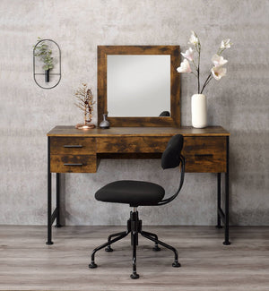 Juvanth Rustic Vanity Desk Mirror with Storage - Oak