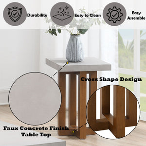 Keven Faux Concrete Top Table with Faux Concrete Surface - Gray