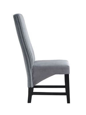 Kini Corduroy Side Chair Set of 2 with Wooden Frame - Black / Gray