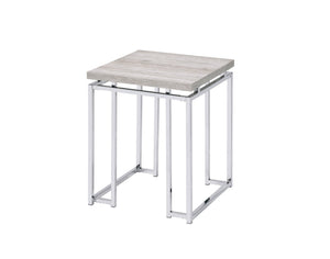 Light Brown Coffee Table with Metal Sled Base - Elegant Details