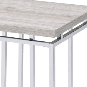 Light Brown Coffee Table with Metal Sled Base - Elegant Details