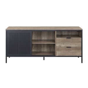 Light Brown Rustic TV Stand with Metal Frame - Nantan
