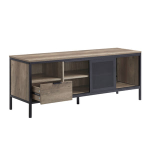 Light Brown Rustic TV Stand with Metal Frame - Nantan
