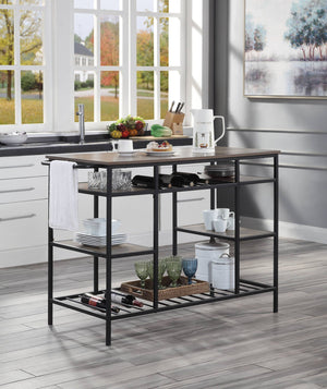 Lona Kitchen Island - Rustic Oak / Black