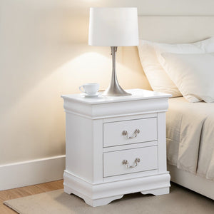 Louis Philippe Accent Nightstand with Wood Construction - Pearl Silver, White, Black, Dark Gray