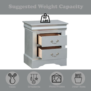 Louis Philippe Accent Nightstand with Wood Construction - Pearl Silver, White, Black, Dark Gray