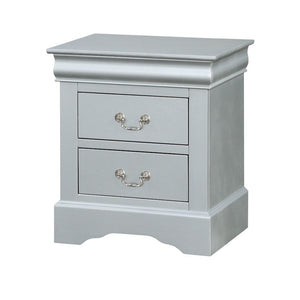 Louis Philippe Accent Nightstand with Wood Construction - Pearl Silver, White, Black, Dark Gray