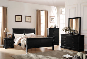 Louis Philippe Sleigh Style Bed with Classic Wood Construction - Multiple Colors