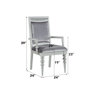 Maverick Arm Chair Set of 2 with Fabric Upholstery and Wooden Frame - Silver