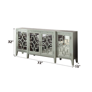 Mirrored Accent Console Cabinet with Solid Wood Legs - Black or Gray