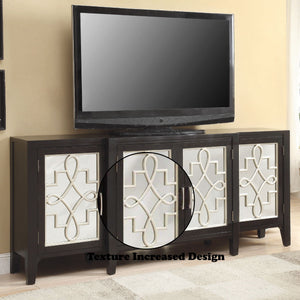 Mirrored Accent Console Cabinet with Solid Wood Legs - Black or Gray
