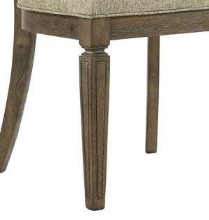 Parfield 7-Piece Dining Room Set with Fabric Seats - Light Brown Oak