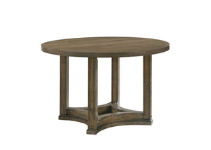 Parfield Weathered Round Dining Table with Oak Veneer - Dark Brown
