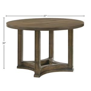 Parfield Weathered Round Dining Table with Oak Veneer - Dark Brown