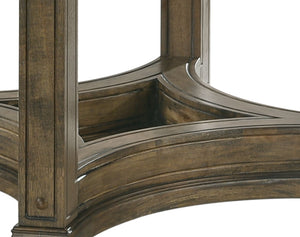 Parfield Weathered Round Dining Table with Oak Veneer - Dark Brown