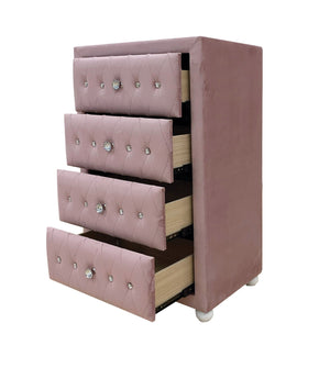 Pink Upholstered Accent Chest with Button Tufting - Reggie Collection