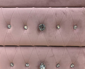 Pink Upholstered Accent Chest with Button Tufting - Reggie Collection