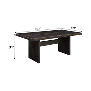 Rustic Dining Table with Fixed Top - Espresso / Gold