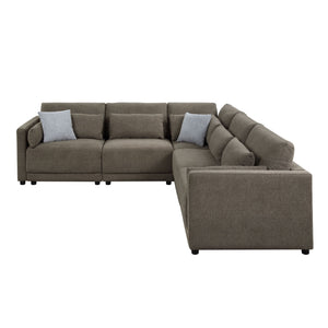 Rylie Modular Sectional Sofa with Toss Pillows - Dark Brown