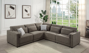 Rylie Modular Sectional Sofa with Toss Pillows - Dark Brown