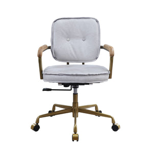 Siecross Top Grain Leather Office Chair with Ergonomic Swivel - Gray or Pink