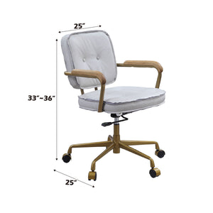 Siecross Top Grain Leather Office Chair with Ergonomic Swivel - Gray or Pink