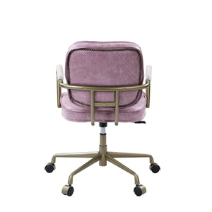 Siecross Top Grain Leather Office Chair with Ergonomic Swivel - Gray or Pink
