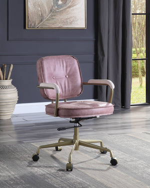 Siecross Top Grain Leather Office Chair with Ergonomic Swivel - Gray or Pink