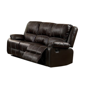 Synthetic Recliner Sofa with Manual Recline - Black or Dark Brown