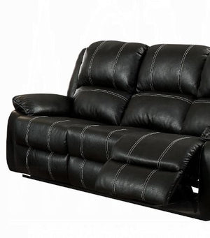 Synthetic Recliner Sofa with Manual Recline - Black or Dark Brown