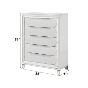 Tarian Accent Chest with Acrylic Legs and 5 Drawers - White