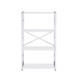 Tennos White Bookshelf with Metal Frame - Four Shelves