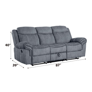 Two Tone Reclining Sofa with USB Ports and Drop Down Table - Dark Gray or Dark Brown
