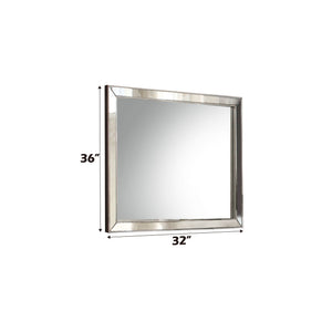 Voeville II Silver Wall Mirror with Wood Frame - Pearl Silver