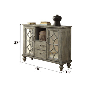Weathered Gray Console Table with Open Compartment Storage - Velika