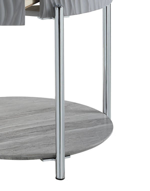 Yukino High Gloss Sofa Table with Sleek Metal Legs - Gray