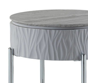 Yukino High Gloss Sofa Table with Sleek Metal Legs - Gray