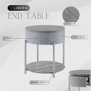Yukino High Gloss Sofa Table with Sleek Metal Legs - Gray