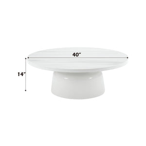 Zaid Engineering Marble High Gloss Table with Pedestal Base - White