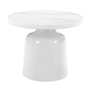 Zaid Engineering Marble High Gloss Table with Pedestal Base - White