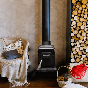 US Stove Company Rustic 900 Square Foot Clean Burning Cast Iron Log Wood Stove