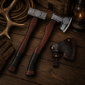Valhalla Viking Axe & Hammer Set – 1075 Steel & Rosewood Handles