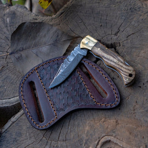Vanguard Damascus Folding Knife – Wood Handle