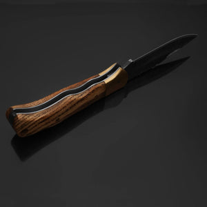 Vanguard Damascus Folding Knife – Wood Handle