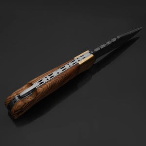 Vanguard Damascus Folding Knife – Wood Handle