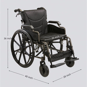 Lightweight Foldable Transport Wheelchair with Double X Force Support - Pearl Silver or Gray