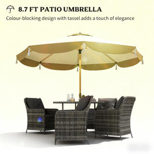 Vented Patio Table Umbrella with UPF 50+ Protection - Cream White