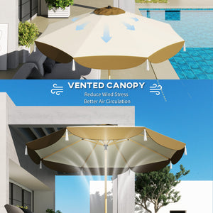 Vented Patio Table Umbrella with UPF 50+ Protection - Cream White