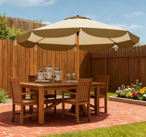 Vented Patio Table Umbrella with UPF 50+ Protection - Cream White